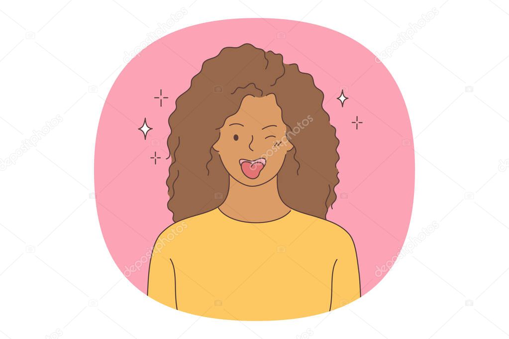 Woman expressing positive emotions concept