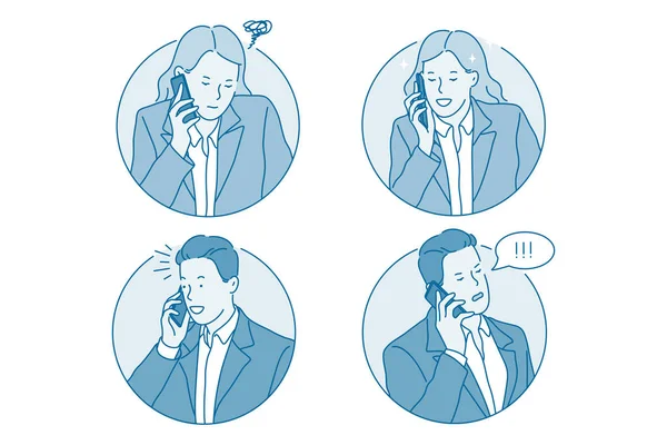 การสื่อสารทางธุรกิจ โทรหาทางโทรศัพท์ — ภาพเวกเตอร์สต็อก