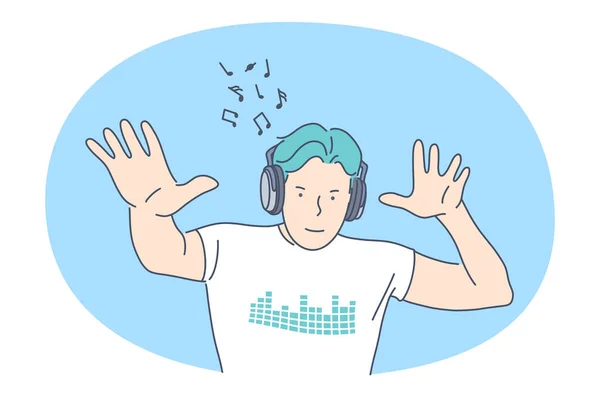Lyssna på musik, rekreationskoncept — Stock vektor