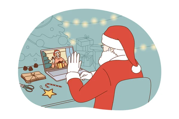 Online Kerstmis en Nieuwjaar viering concept — Stockvector