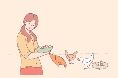 Çiftlik, tarım, çiftçi konsepti