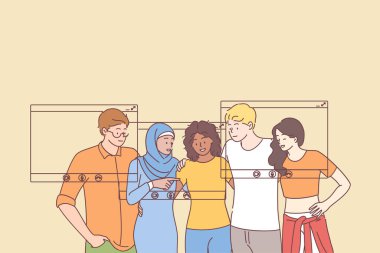Çevrimiçi parti ve toplantı, video calk konsepti