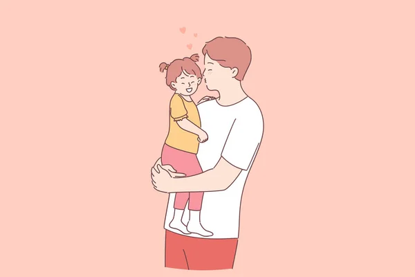 Concepto de padre e hija feliz — Vector de stock
