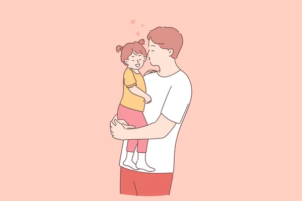 Conceito de pai e filha feliz —  Vetores de Stock