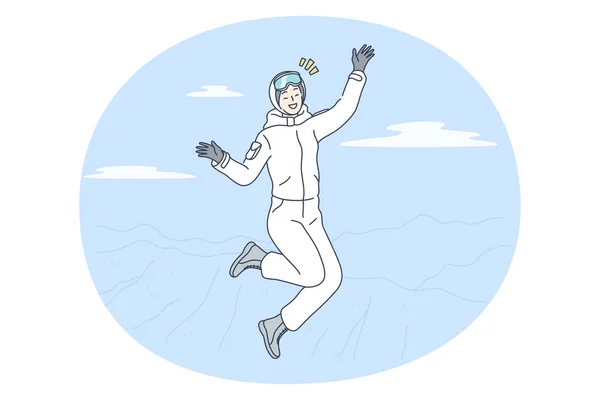 Winteractiviteiten, skiën, snowboarden — Stockvector