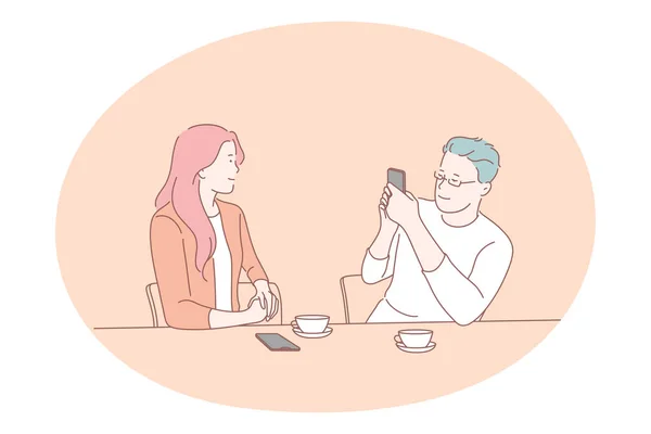 Smartphone, comunicación en línea, concepto de foto — Vector de stock