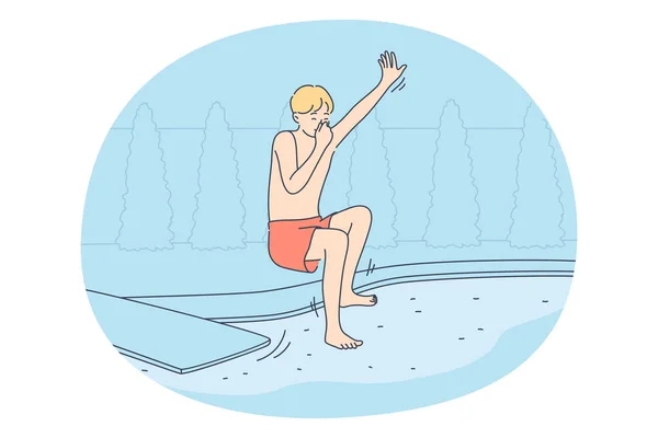 Κατάδυση στο νερό, διασκέδαση στην ιδέα της πισίνας — Διανυσματικό Αρχείο