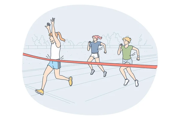 Atletismo, carrera, maratón concepto de competición — Archivo Imágenes Vectoriales