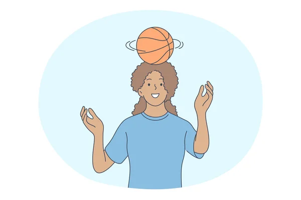 Basket, olahraga, konsep hobi aktif - Stok Vektor