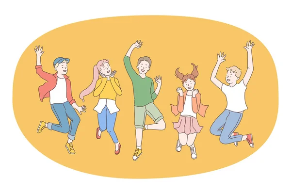 Enfants, amitié, concept de bonheur — Image vectorielle