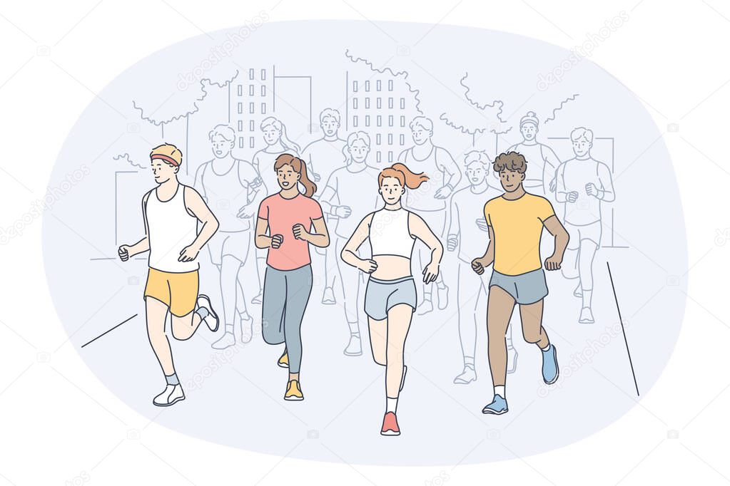 Athletics, running, marathon competition concept