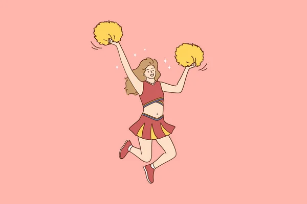 Pom-pom girl et concept sportif — Image vectorielle