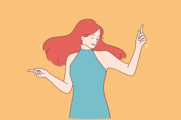 Baile, poder femenino, concepto de felicidad — Vector de stock