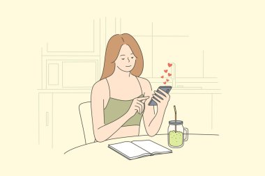 Sağlıklı yaşam tarzı, teknoloji, online iletişim konsepti