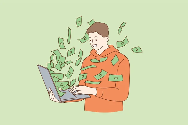 Making money in internet concept — Stock Vector