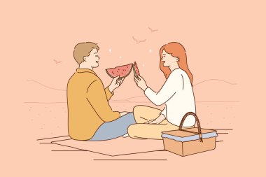 Romantik randevu, piknik, yaz konsepti