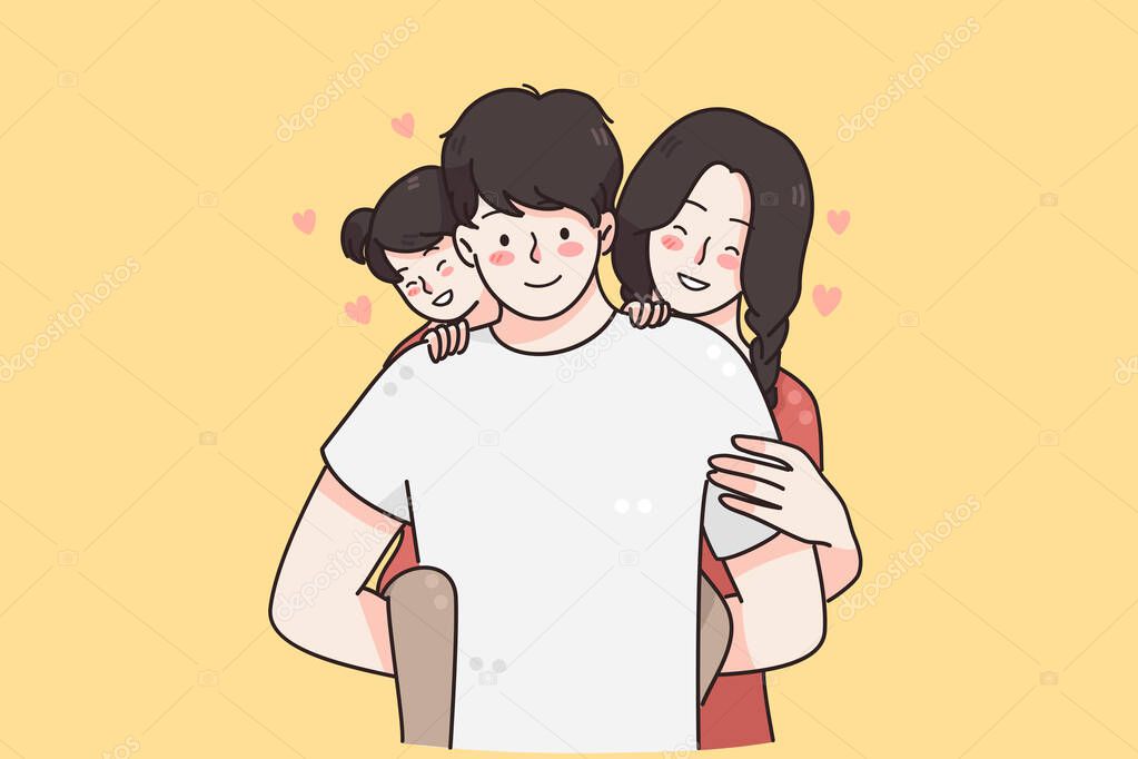 Happy family with children concept