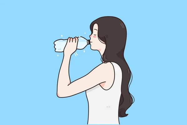 Agua potable y concepto de estilo de vida saludable — Vector de stock