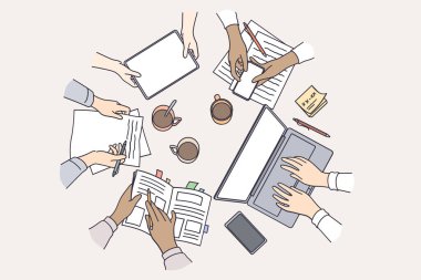 Beyin fırtınası, takım çalışması, teknoloji konsepti