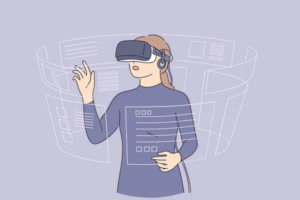 Virtuell verklighet och högteknologikoncept — Stock vektor
