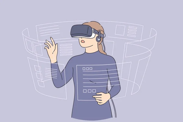 Réalité virtuelle et concept de haute technologie — Image vectorielle