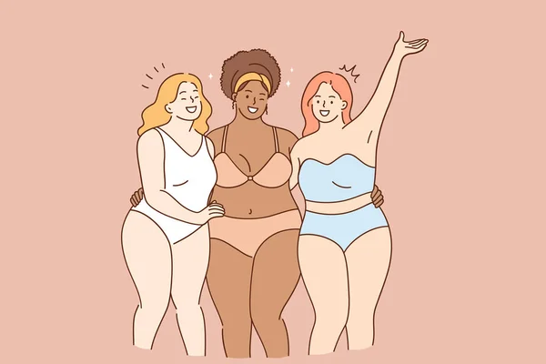 Body acceptance, body positivity and diversity concept — Stock Vector