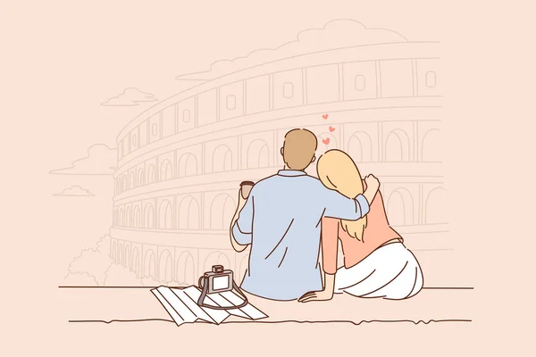 Roma konseptinde seyahat ve tatil. — Stok Vektör