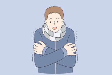 Feeling cold and frozen concept clipart