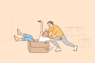 Apartman konseptinde yenileme sırasında eğlenmek