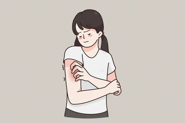 Kaşınan deri, alerji, deri sorunları konsepti.