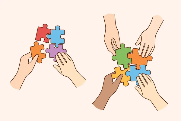 Teamwork, multiethnisches Team, Kooperationskonzept — Stockvektor