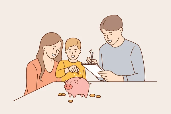 Family budget and saving money concept — Vector de stock