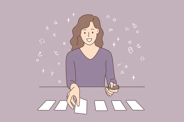 Juego de cartas y concepto de pronóstico individual — Archivo Imágenes Vectoriales