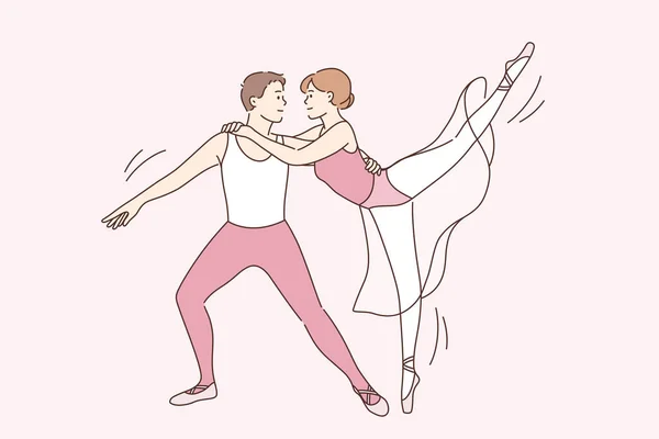 Classic ballet dancers and art concept — Stock Vector