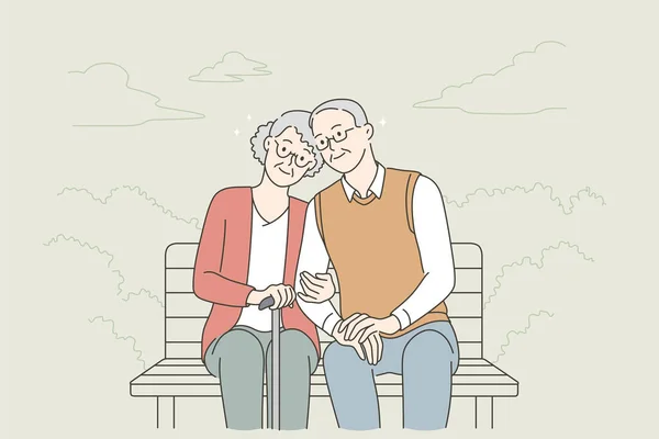 Ευτυχής έννοια του τρόπου ζωής των ηλικιωμένων — Διανυσματικό Αρχείο