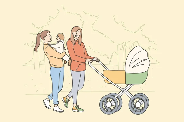 Mutterschaft und Mutterglück-Konzept — Stockvektor