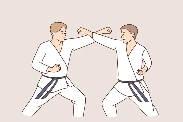 Concepto de luchadores deportivos profesionales de karate. — Vector de stock