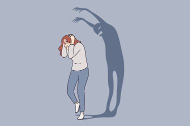 Psychology, panic attack, phobia, frustration concept. clipart