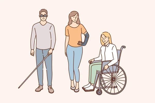 Estilo de vida feliz do conceito de pessoas com deficiência — Vetor de Stock