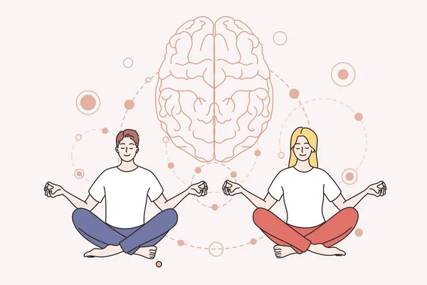 Meditatie en concept van geestelijke gezondheid — Stockvector