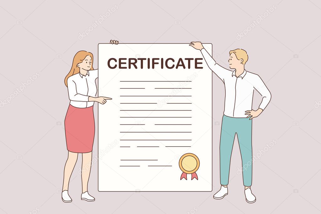 Business certificate and development concept.