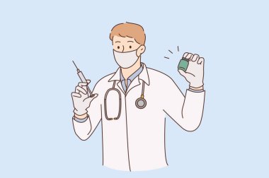 Aşı, doktor ve tıp konsepti