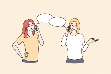 Telefon konuşması, iletişim, sohbet konsepti