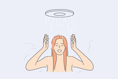 Duş almak ve rahatlama konsepti.