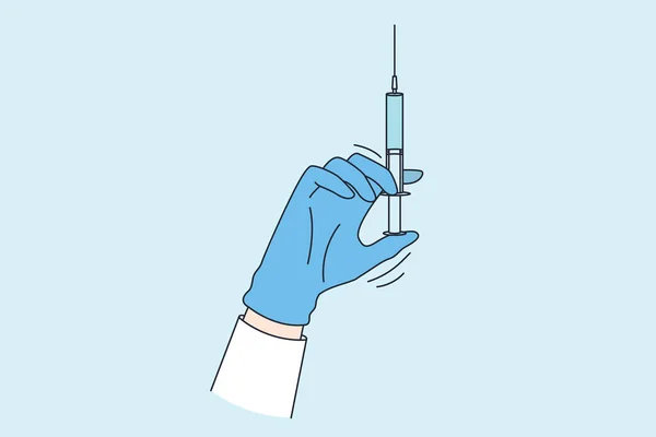 Membuat konsep injeksi dan vaksinasi - Stok Vektor