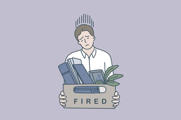 Feeling sad of being fired concept. Stock Vector
