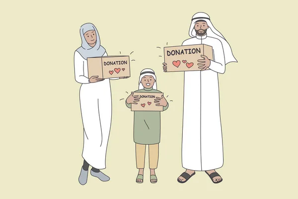 Donation för muslimska familjer koncept. — Stock vektor