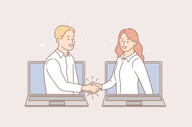 Çevrimiçi toplantı ve video konferans kavramı.