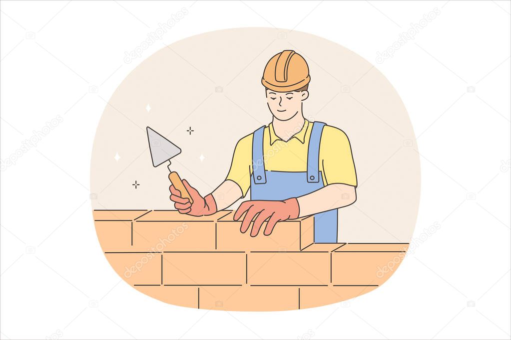 Builder man during work concept