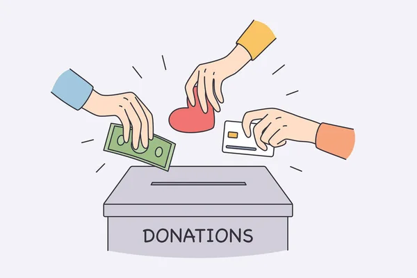 Scatola delle donazioni e concetto di carità — Vettoriale Stock